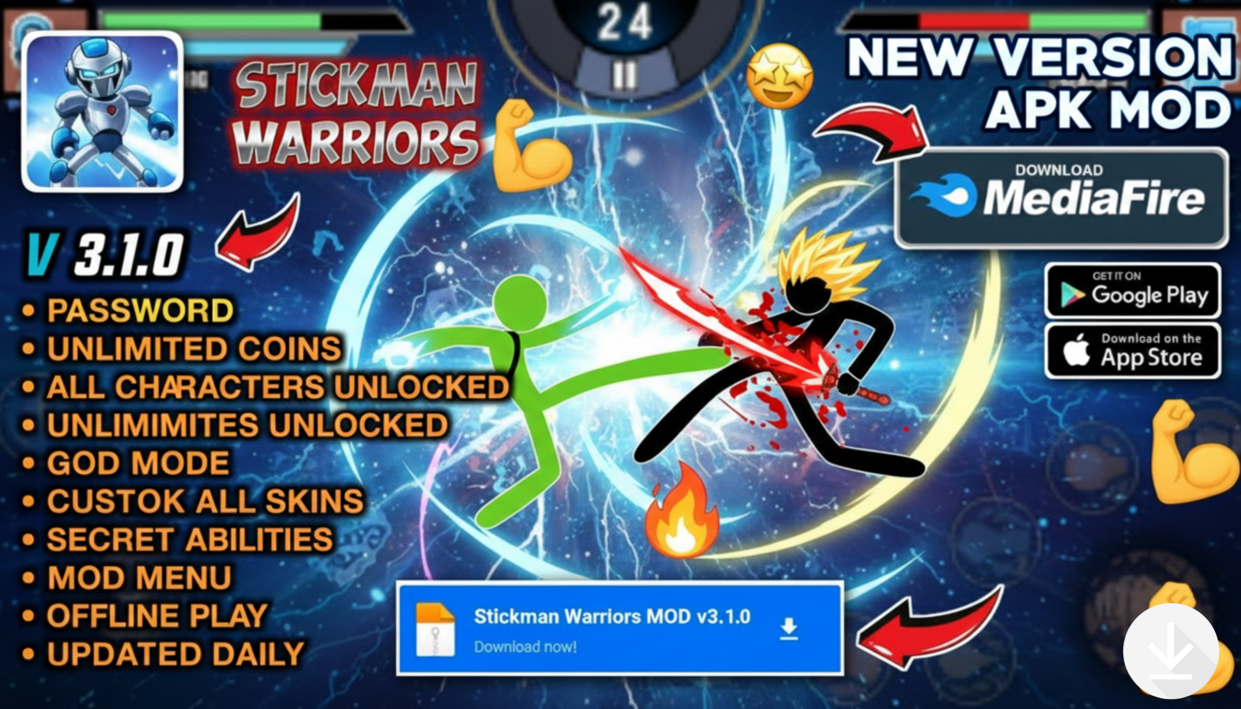 Stickman Warriors (MOD, Unlimited Money)